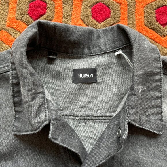 Medium Hudson Black Denim Jacket jean The Shining back patch - Picture 4 of 10